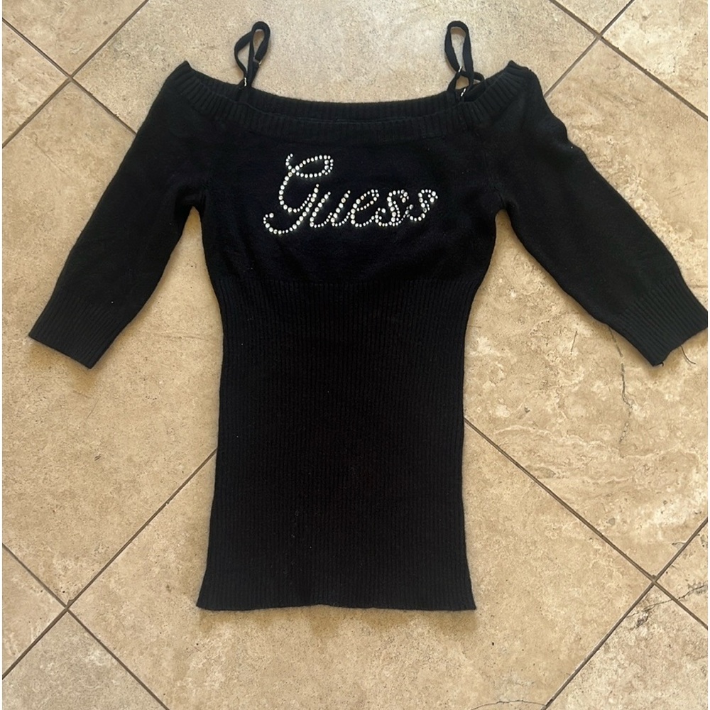 Guess Black Off-Shoulder Sweater